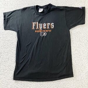 Vintage Philadelphia Flyers Shirt Mens Large Black NHL Hockey Pro Player 90s